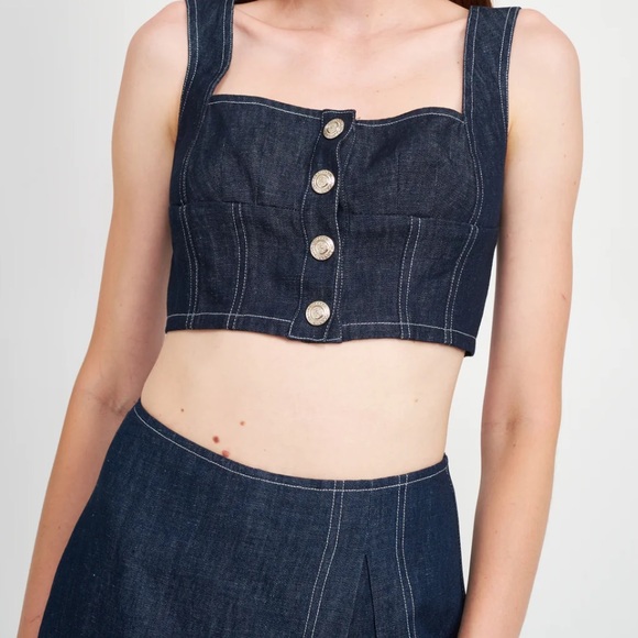 En Saison TOP & SKIRT Denim Set Demi Demi Bustier Top and Mini Skirt - Picture 3 of 5